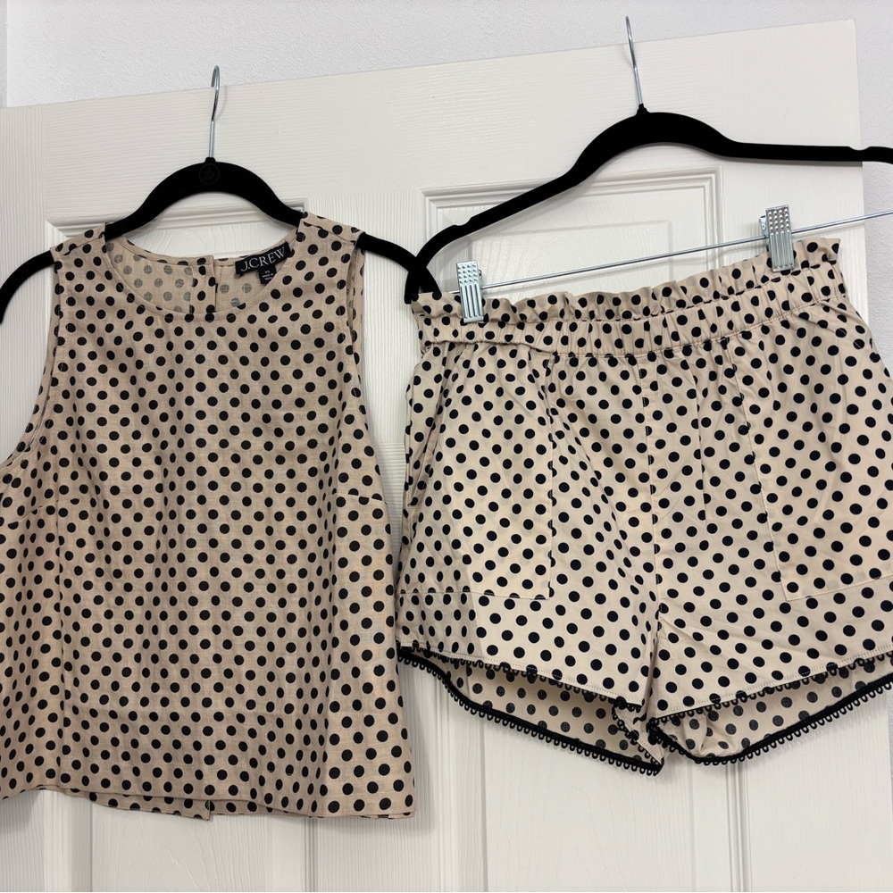 J. Crew Black Polka Dot Tan and Black set.